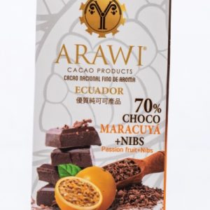 Barra de Chocolate Orgánico 70% Cacao con Maracuya + Nibs