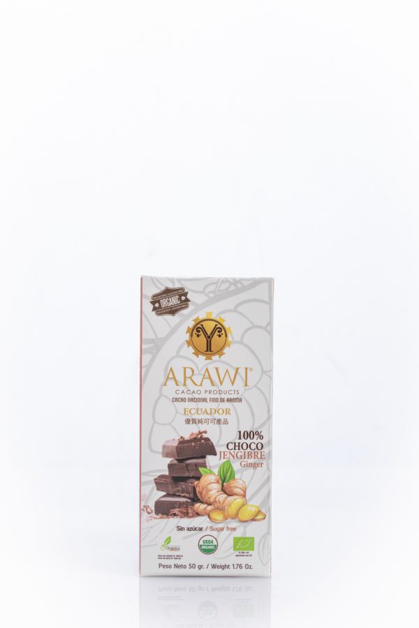 Barra de Choco Jengibre Sin Azúcar 100% Cacao