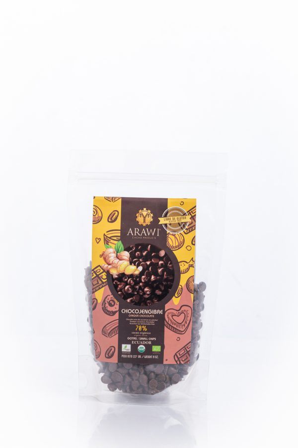 Gotas de Chocolate 70 % Cacao con Jengibre
