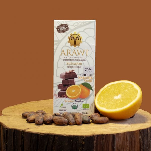 Barra de Chocolate Orgánico 70% Cacao con Naranja - Imagen 2