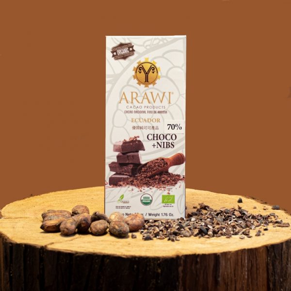 Barra de Chocolate Orgánico 70% Cacao + Nibs - Imagen 2